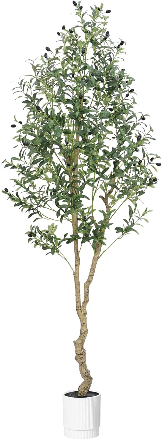 6ft Olive Tree, Olive Plant Artificial Indoor with 1296 Dense Leaves & 72 High-Simulated