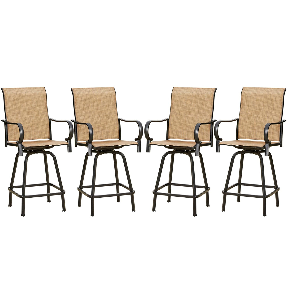 Outdoor Bar Stools Set of 4, 360° Swivel Bar Height Stools