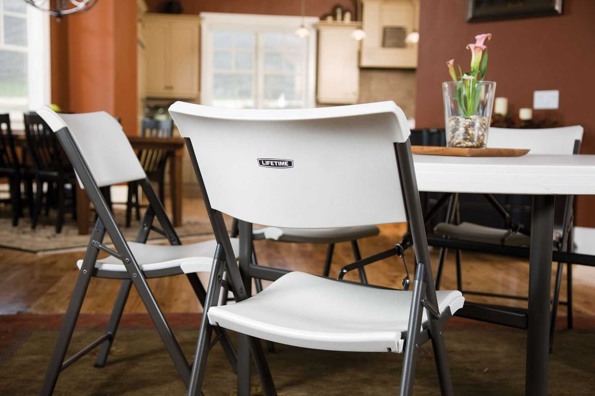 480074 Contemporary Folding Chair, Almond with Bronze Steel Frame, 4-Pack