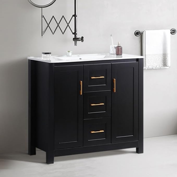 36 Inch Bathroom Vanity with Sink Combo, Solid Wood Frame Bathroom Vanities