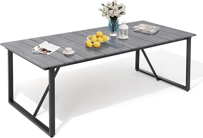 82.7inch Outdoor Dining Table, Aluminum Patio Dining Table, Rectangular Table