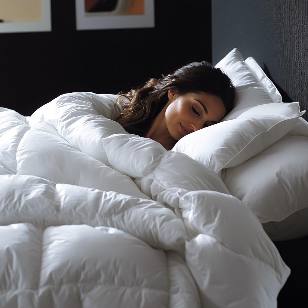 Goose Down Comforter Queen Size, 90x90 inches, 50 oz Fill Weight, 750 Fill Power, 100%