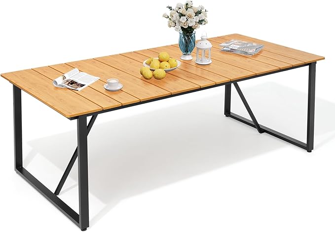 82.7inch Outdoor Dining Table, Aluminum Patio Dining Table, Rectangular Table