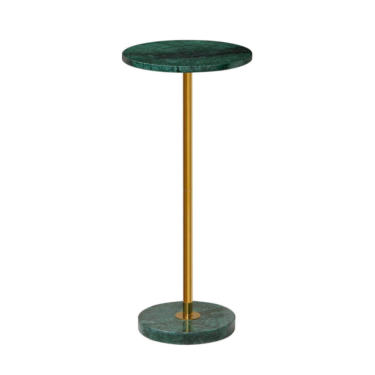 9.8-inch Marble Round Drink Table, Stone Finish Top Pedestal End Table for Living Room