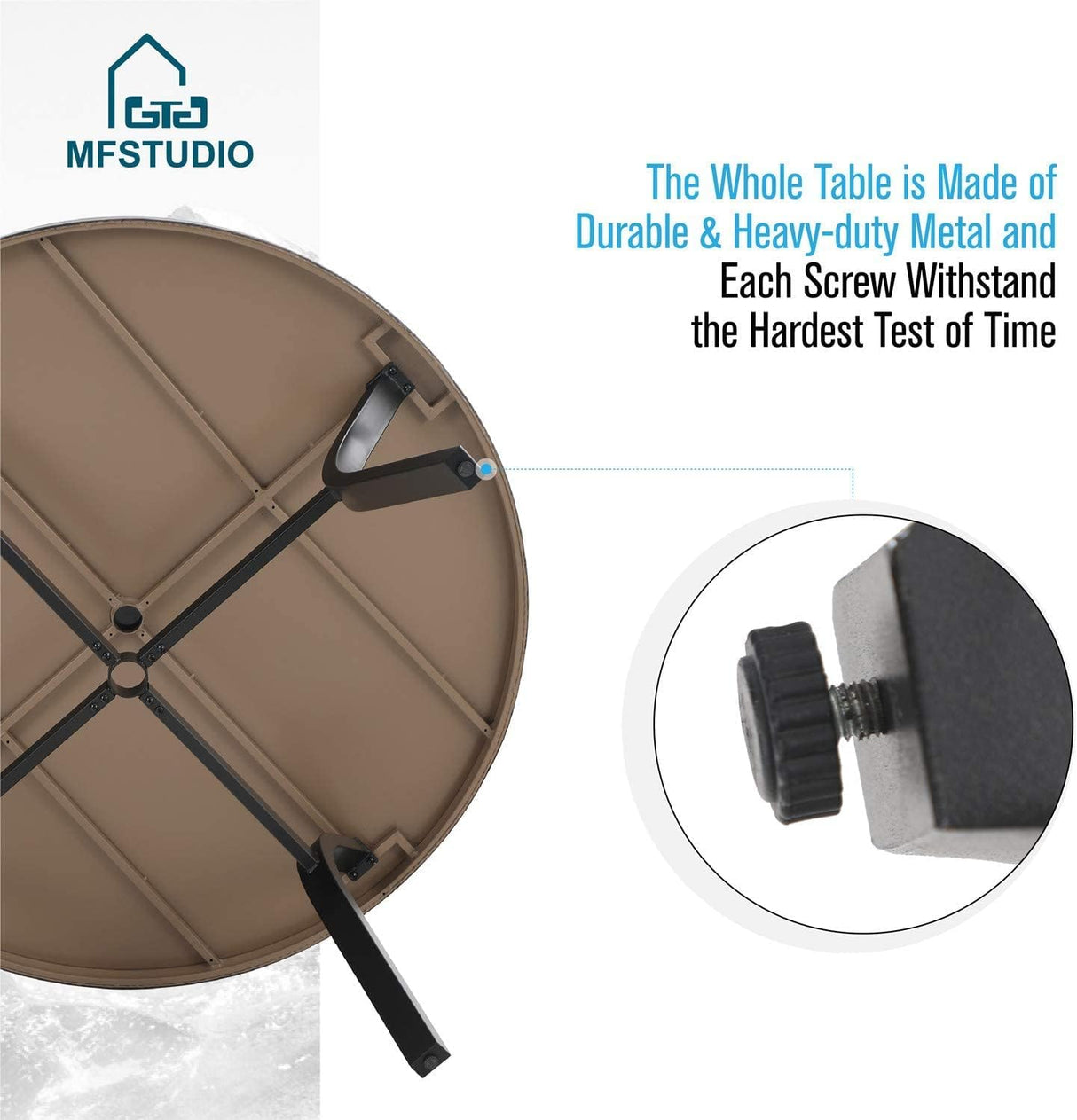 ,4 Sling Dining Swivel Chairs and 48" Round Metal Wood