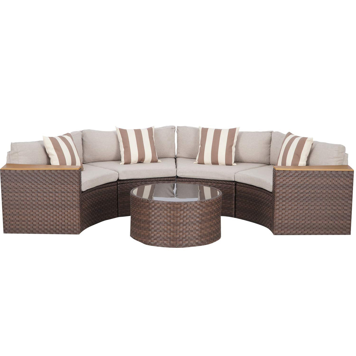 Outdoor Half Moon Patio Furniture 5-Piece Curved Outdoor Sofa, All-Weather Outdoor