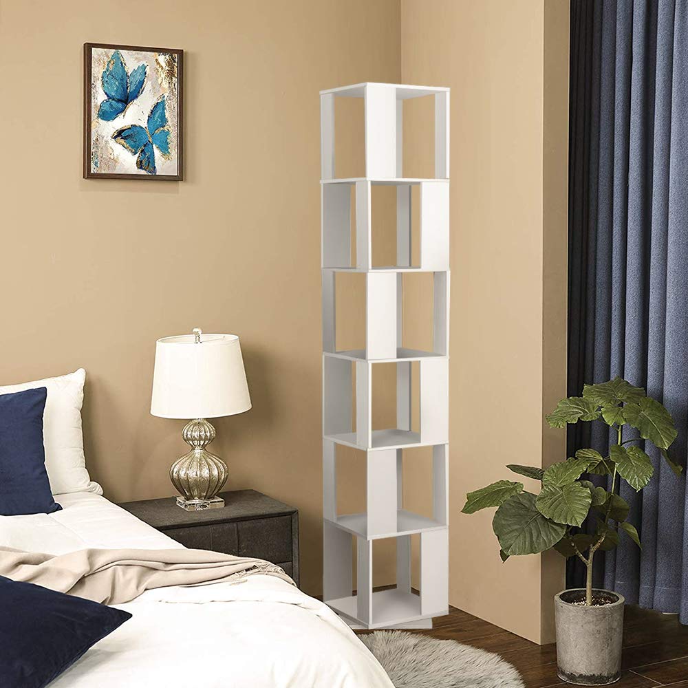 Rotating Bookshelf, Floor Rack Simple Bookcase Student Multi-Function Creative Bookshelf for Living Room
