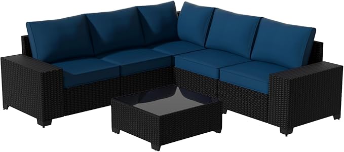 Outdoor Patio Furniture Set, 6 PCS Patio Conversation Set All Weather Outdoor Sectional)