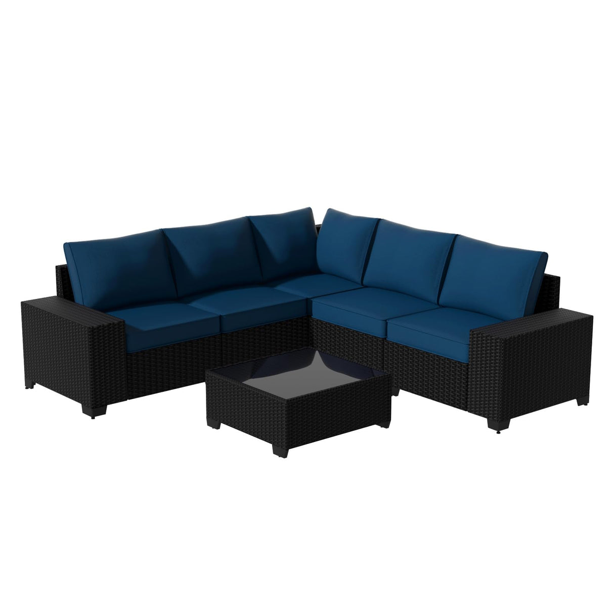 Outdoor Patio Furniture Set, 6 PCS Patio Conversation Set All Weather Outdoor Sectional)