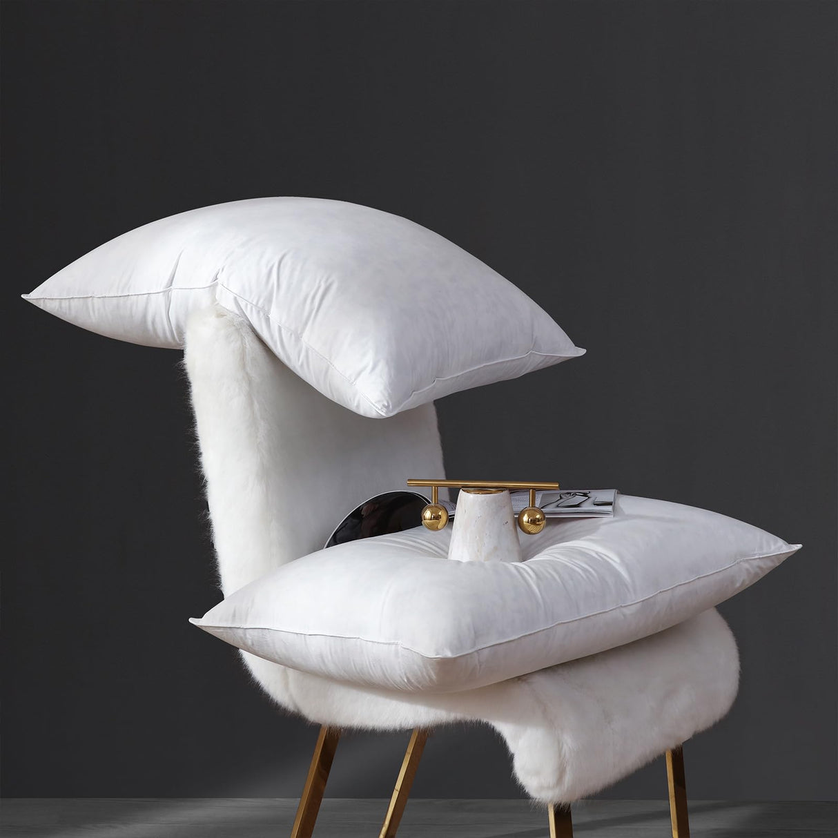 Goose Down Feather Pillow King Size Set of 2 Bed Pillows for Sleeping