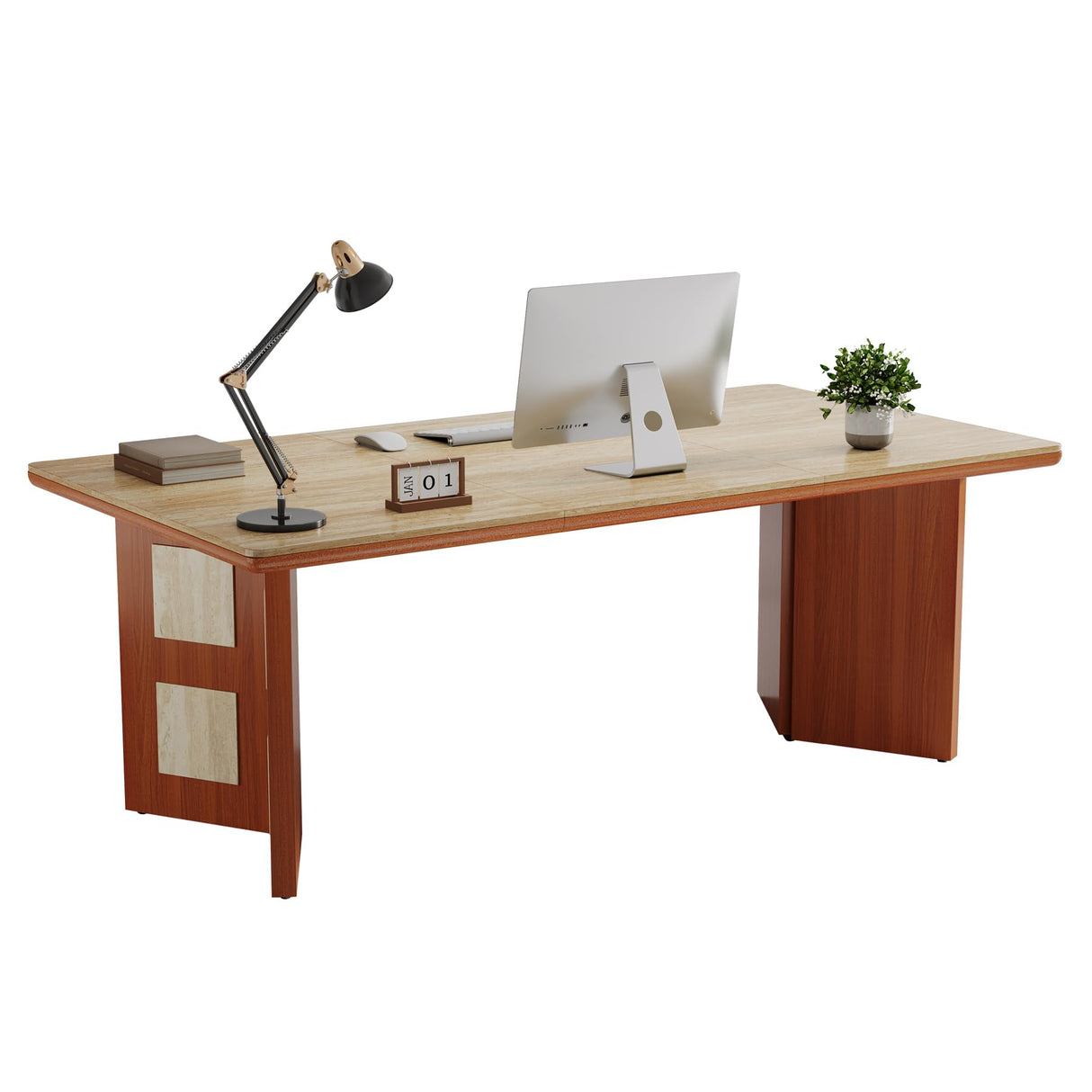 71" Large Executive Desk, Modern Unique Minimalist Office Computer Desk