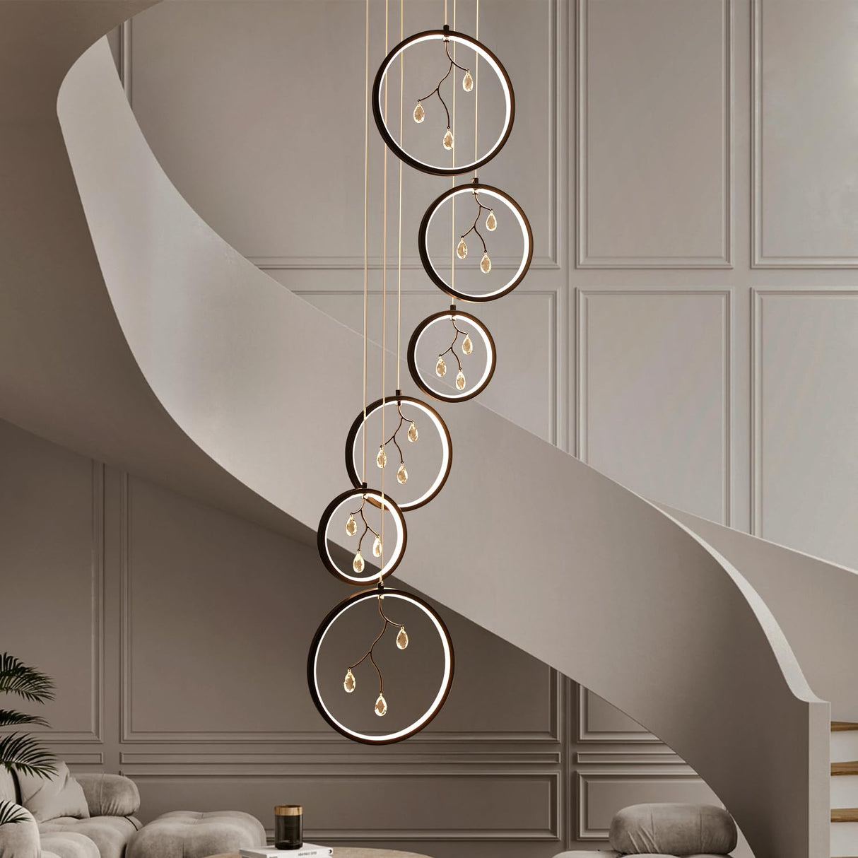 Black Staircase Crystal Chandeliers Modern Chandelier Light Fixture Foyer Chandeliers