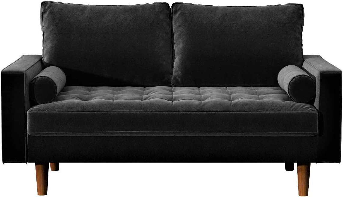 Womble 58 Inch Velvet Loveseat Sofa with Elegant Button Tufted Upholstery, Square Arms,