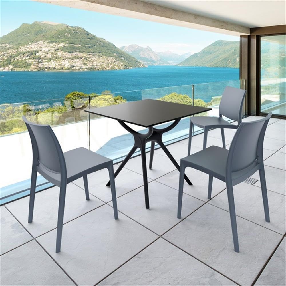 Maya Patio Dining Chair in Dark Gray (Set of 2)