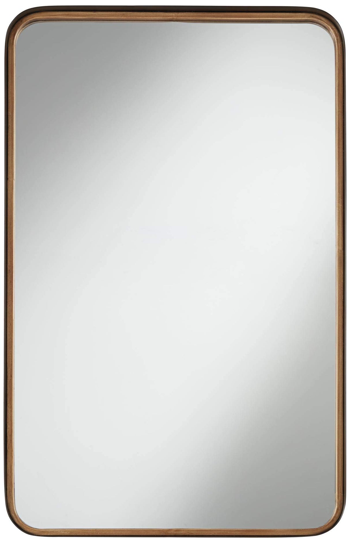 Uttermost Rounded Corner Rectangular Vanity Decorative Wall Mirror Modern Rustic Gold Black Iron Frame Beveled Edge 24" Wide for Bathroom Bedroom Living Room Home House Office Entryway