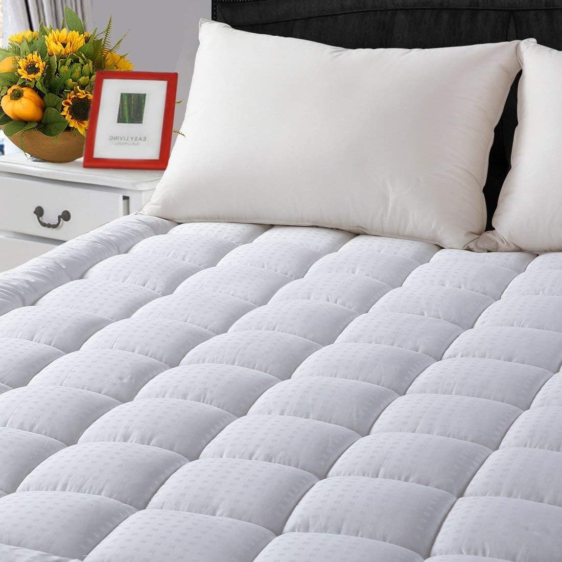 Mattress Pad Full Size Soft Cotton Mattress Cover,Quilted Fitted Mattress Topper with Deep