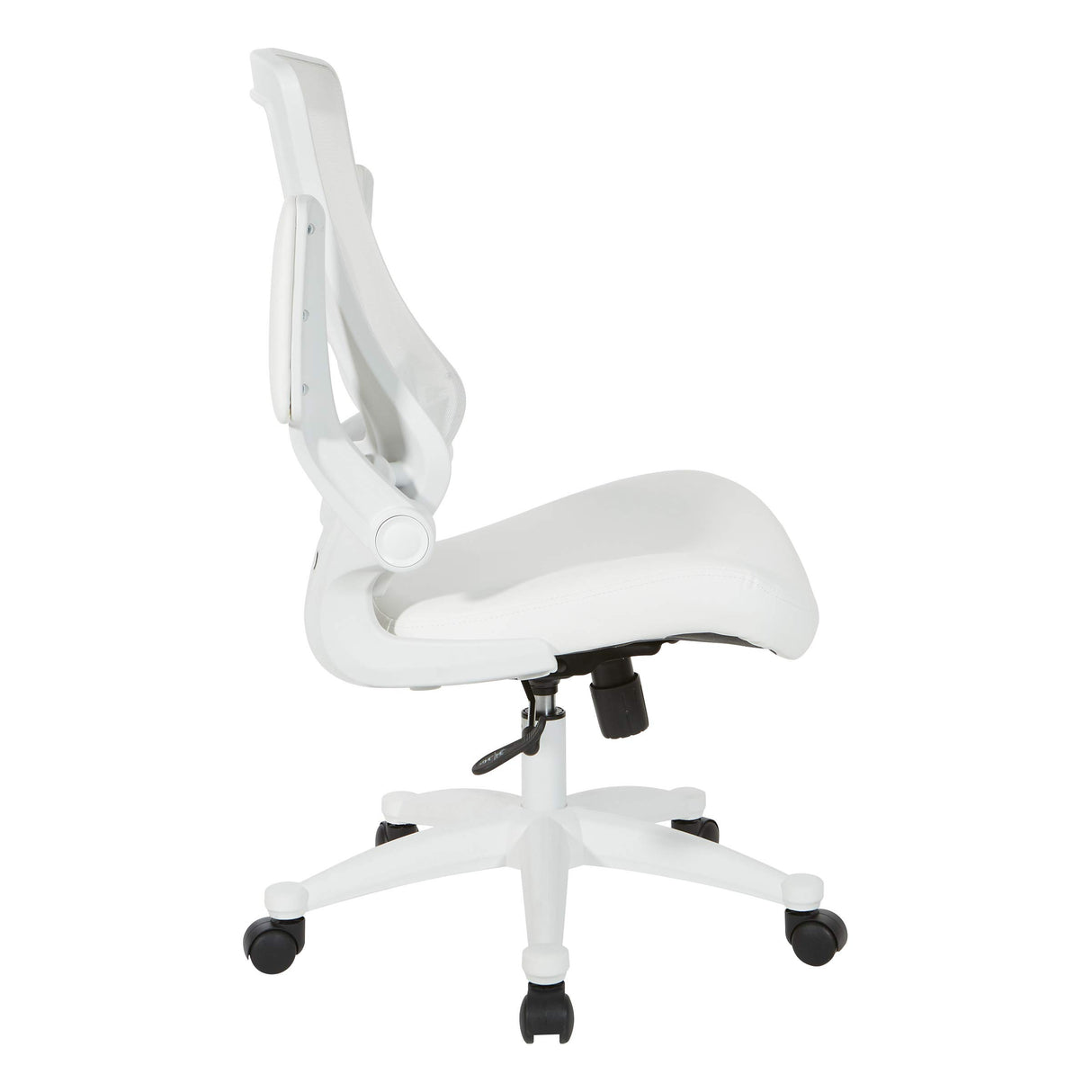 Ventilated White Screen Back Manager's Office Chair with Padded Color Flip Arms