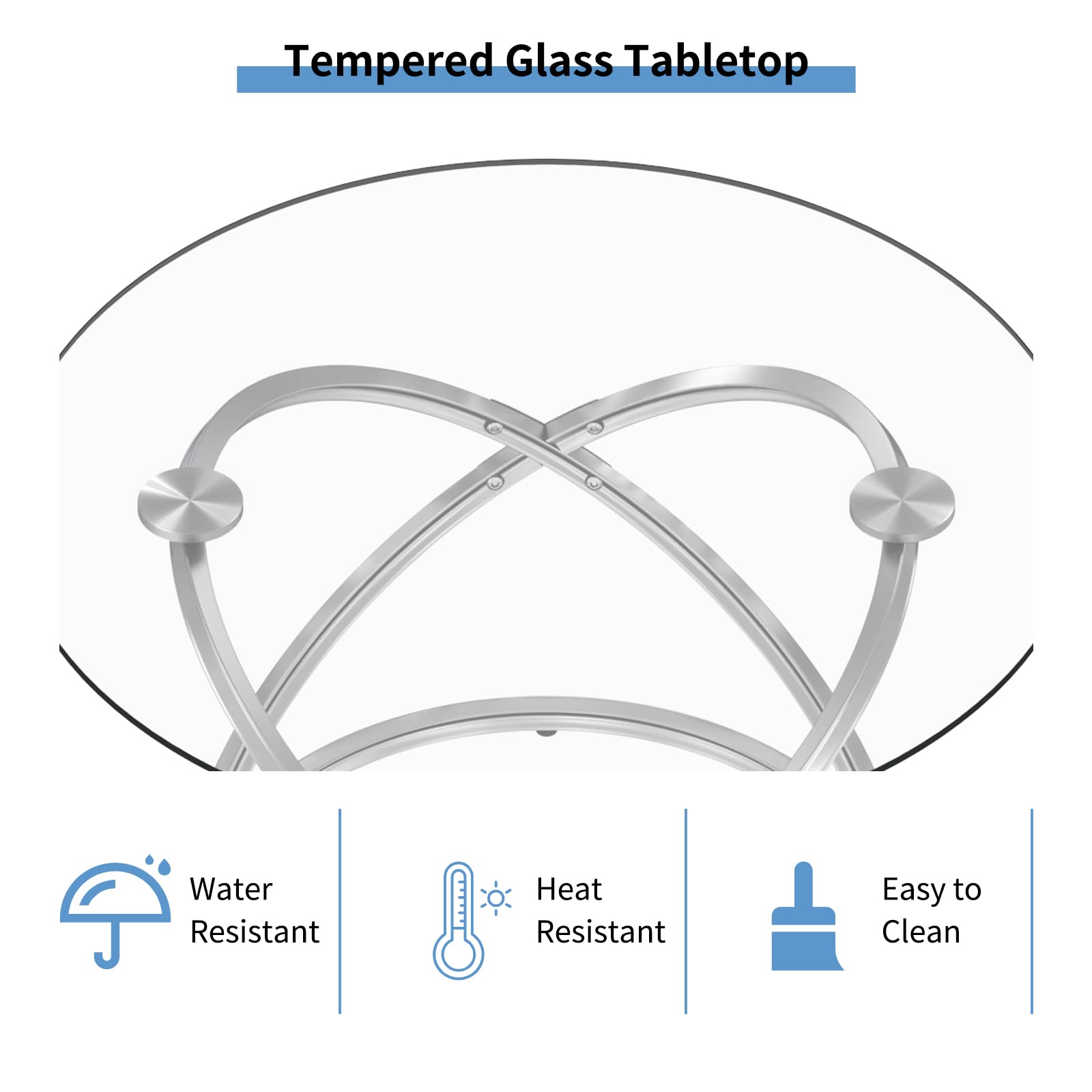 Glass Round End Table, Modern Contemporary Side Table for Small Space