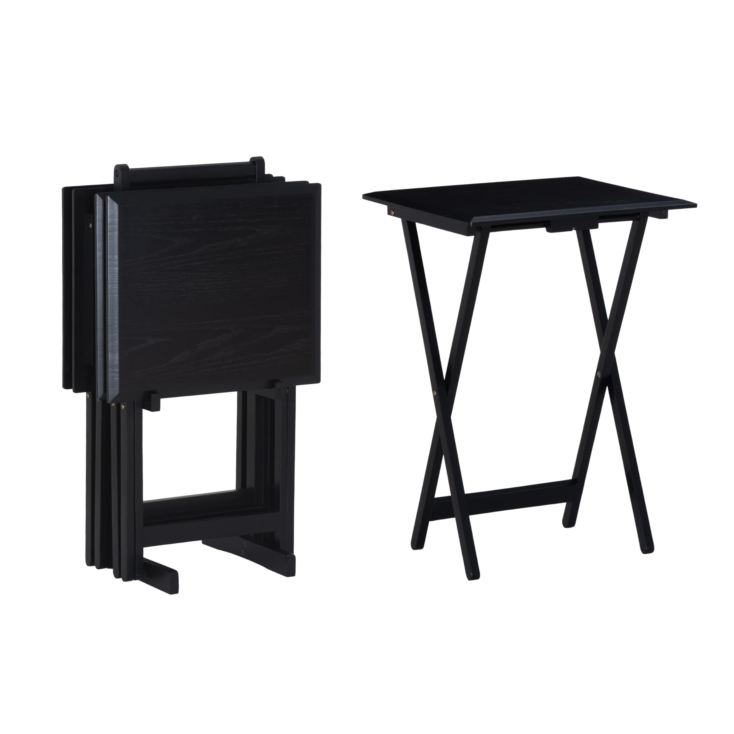 JetFold Black Folding Snack Table Set with Nesting Stand