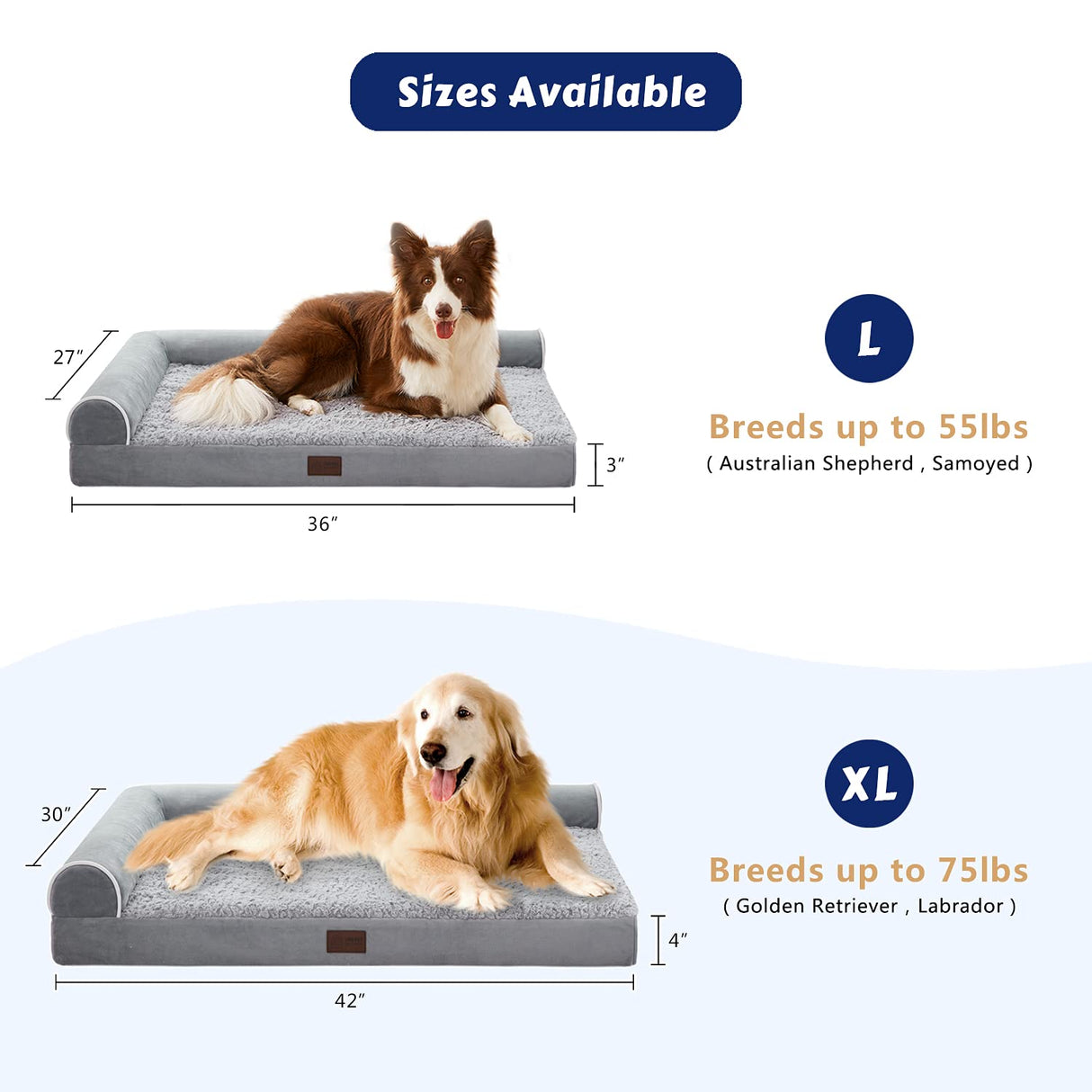 Western Home Orthopedic Dog Beds Extra Large Sized Dog, Pet Sofa Bed