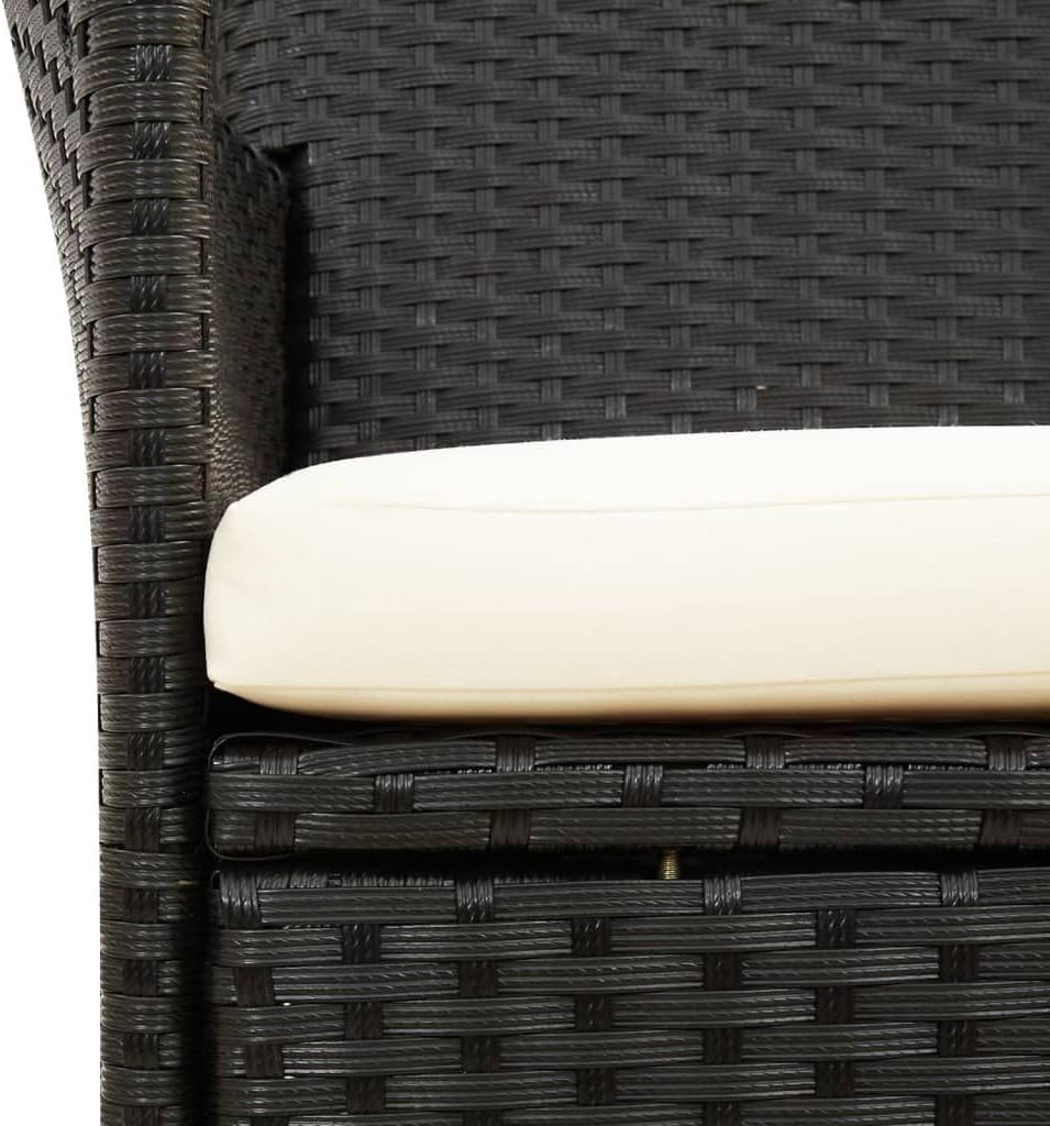 and Durable 7 Piece Patio Dining Set with Cushions, Black Rattan and Powder-Coated