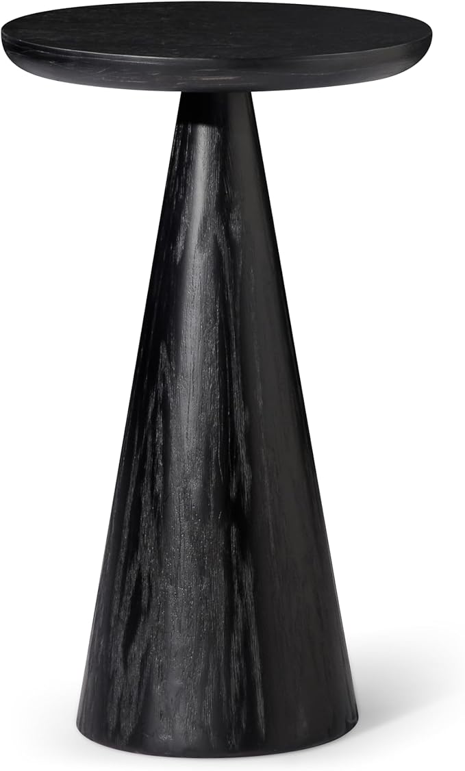 Wood Side Table, 12" Round, Modern Farmhouse Accent Table