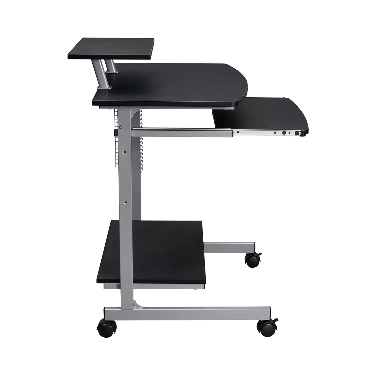 Computer Desk/Cart with Storage Shelves, Rolling Working Station for Small Spaces