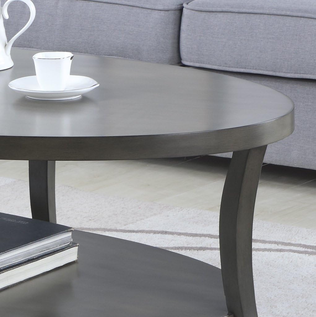 Contemporary Perth Oval Shelf Coffee Table Set, Grey