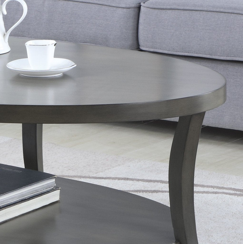 Contemporary Perth Oval Shelf Coffee Table Set, Grey
