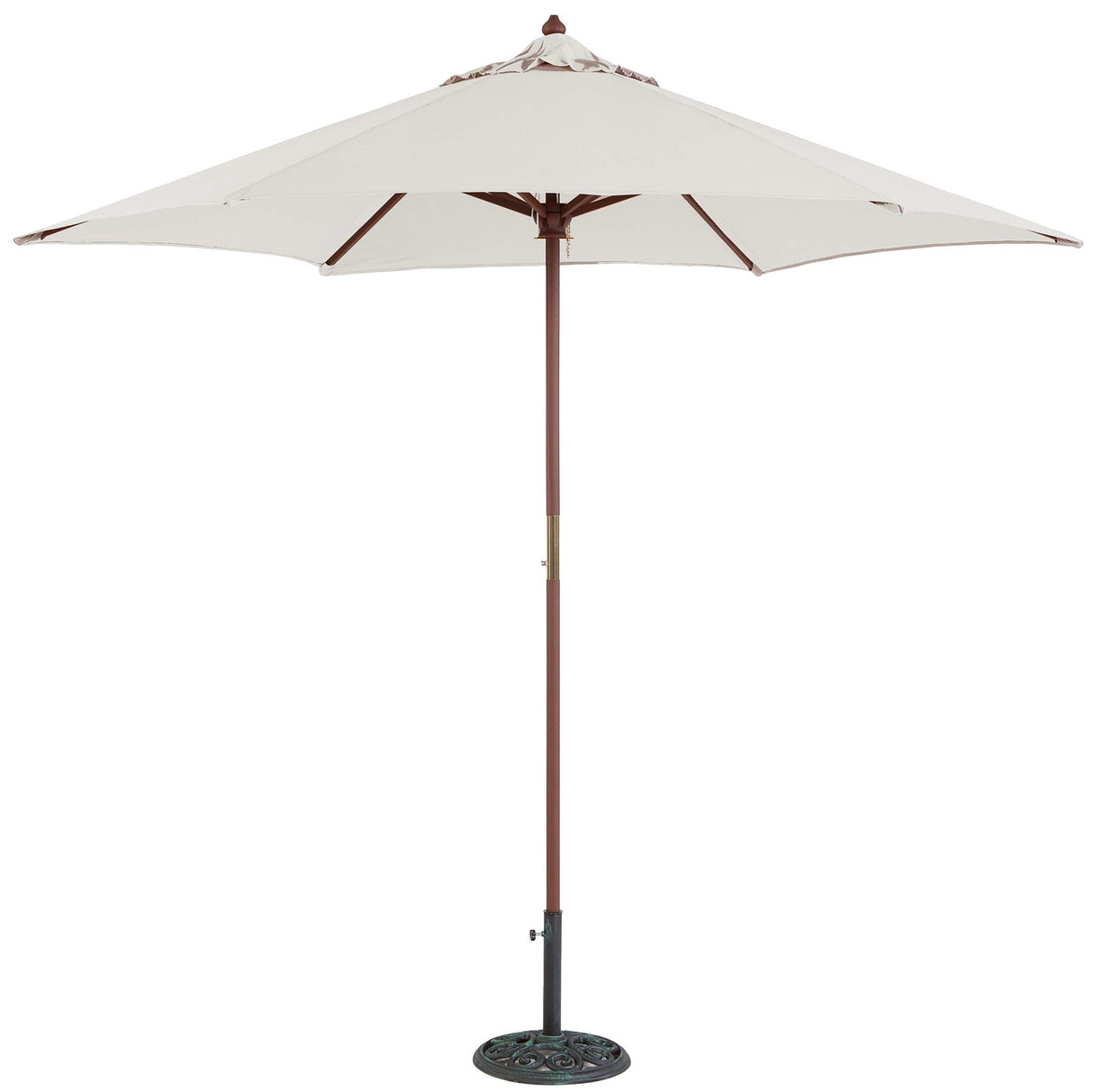 9 ft Wood Market Umbrella with Antique White Polyester Cover