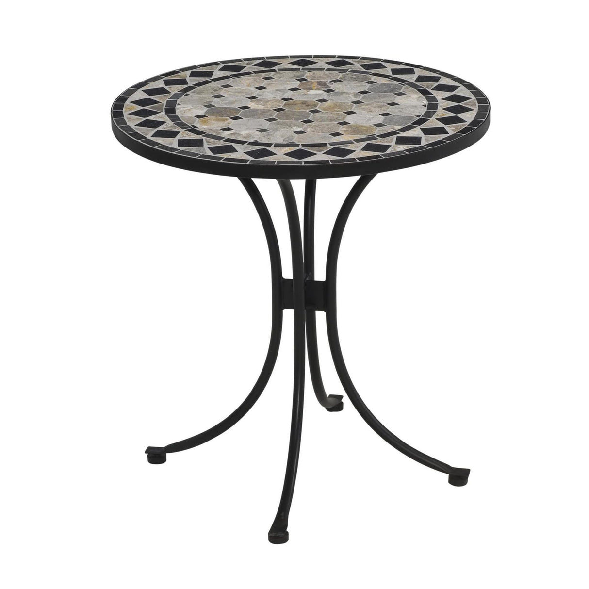 Laguna Black Outdoor Bistro Table with Marble Tile Top
