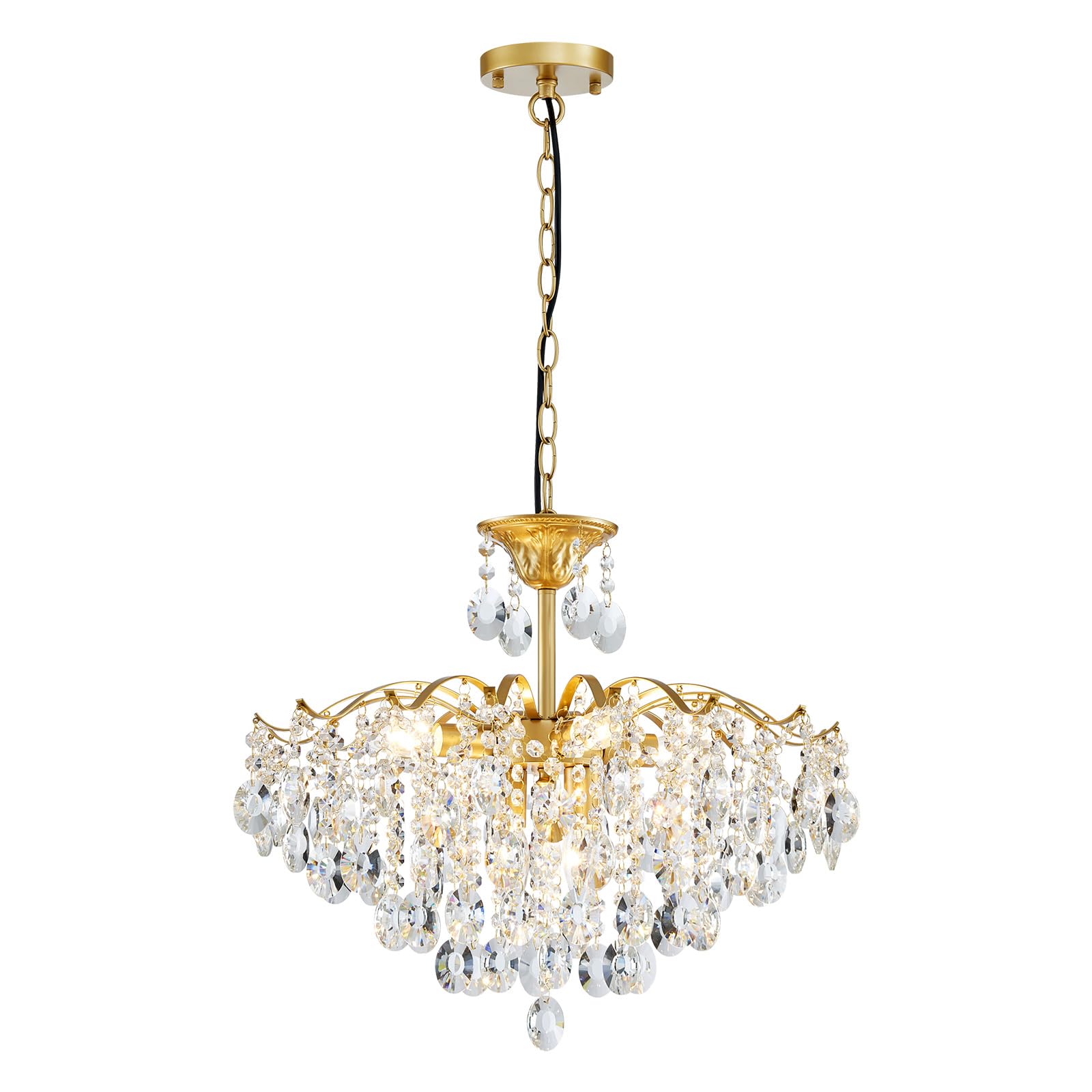 Crystal Chandelier, Modern Design for Dining Room, Gold Pendant Lighting Fixure