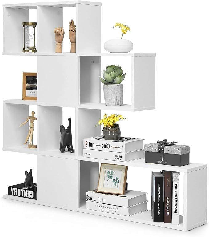 16 Shelves Bookshelf, Open Shelf Bookcase, 5-Tier Display Shelf Storage Organizer for Home Office Living Room, Wood Bookshelf Storage Cube Organizer, 47 x 8 x 43 Inch