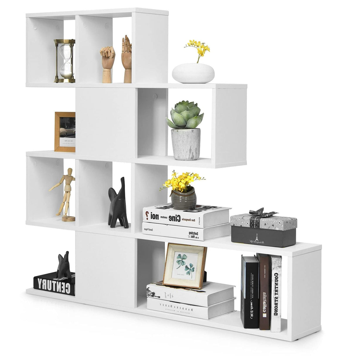 16 Shelves Bookshelf, Open Shelf Bookcase, 5-Tier Display Shelf Storage Organizer for Home Office Living Room, Wood Bookshelf Storage Cube Organizer, 47 x 8 x 43 Inch