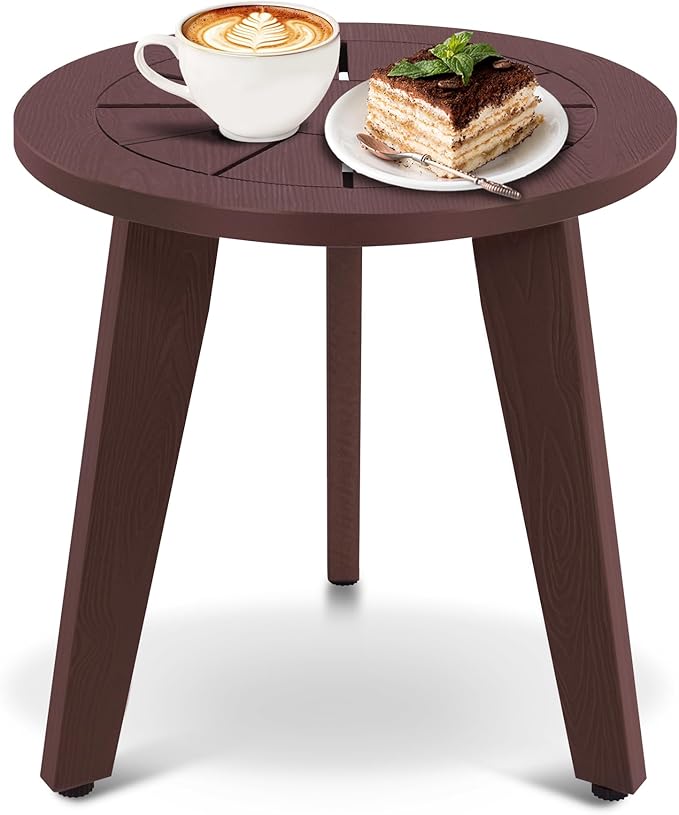 Outdoor Round Side Table, Waterproof Three-Legged Entryway Table