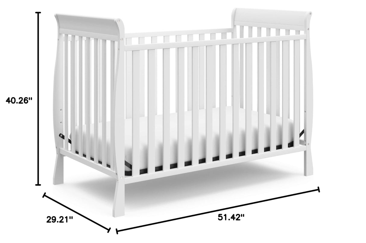 Convertible Crib (White) – GREENGUARD Gold Certified, Converts to Toddler Bed and Daybed, Fits Standard Full-Size Crib Mattress, Classic Crib with Traditional Sleigh Design