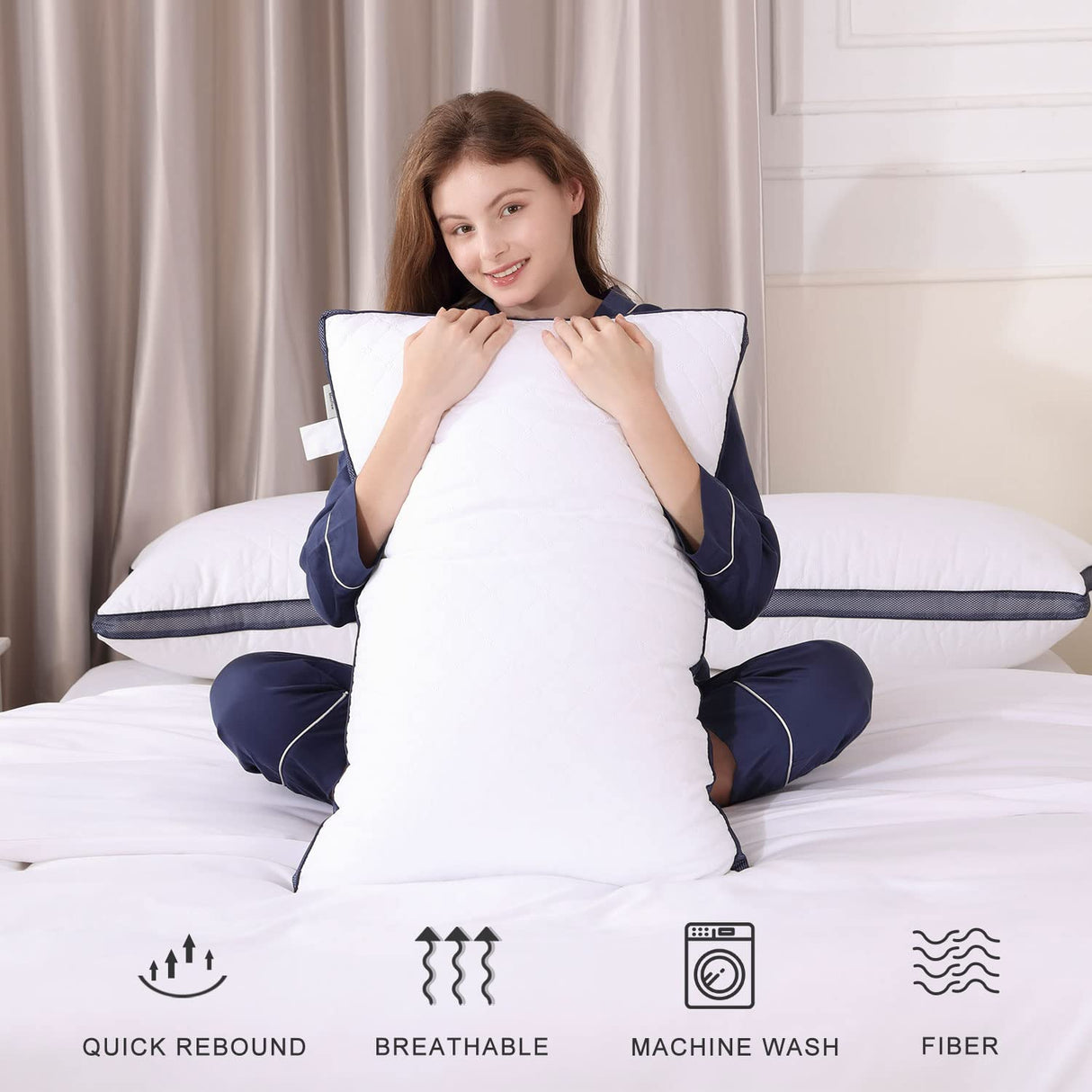 for Sleeping (2-Pack), Luxury Hotel Pillows Queen Size Set of 2,Bed Pillows for Side and Back Sleeper (Queen)
