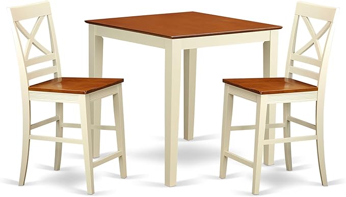 VNQU5-MAH-W 5 Piece Counter Height Pub Set Includes a Square Dining Room Table and 4