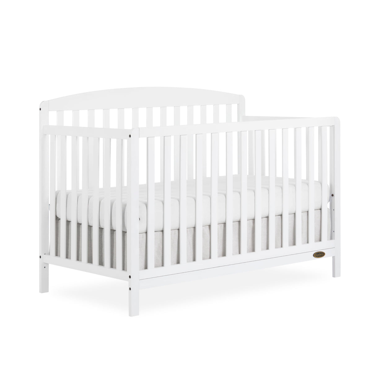 JPMA & Greenguard Gold Certified Odelle 5 in 1 Convertible Crib in White, Built of Sustainable Pinewood, 3 Mattress Height Settings, Non-Toxic Water-Based Paint Finish