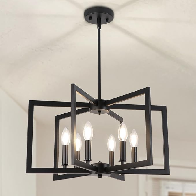 Black and Gold Chandelier, 8-Light Dining Kitchen Chandeliers Over Table