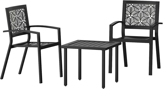 3 Pieces Outdoor Bistro Set for Patio, Balcony, Porch, Poolside, Backyard