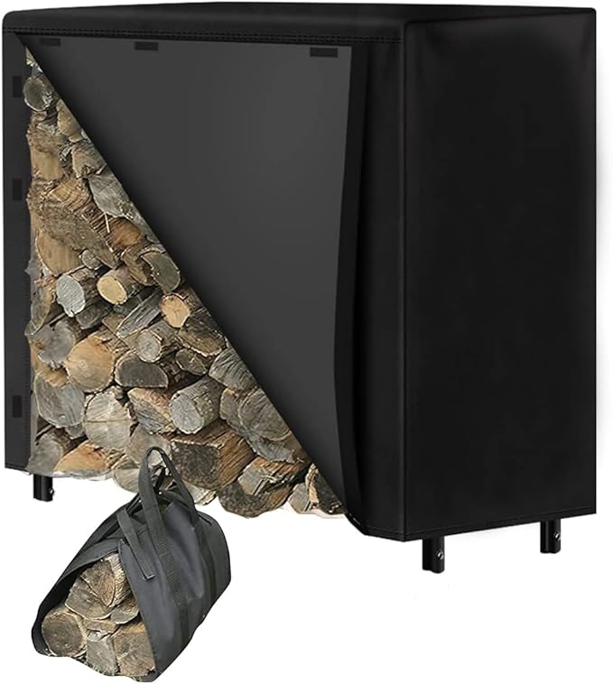 Indoor & Outdoor Firewood Rack with Waterproof Cover - Heavy Duty Log Storage