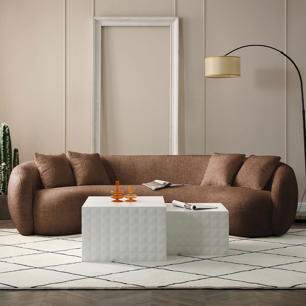 101" Modern Oversized Curved Sofa, Back Upholstered Boucle Couch