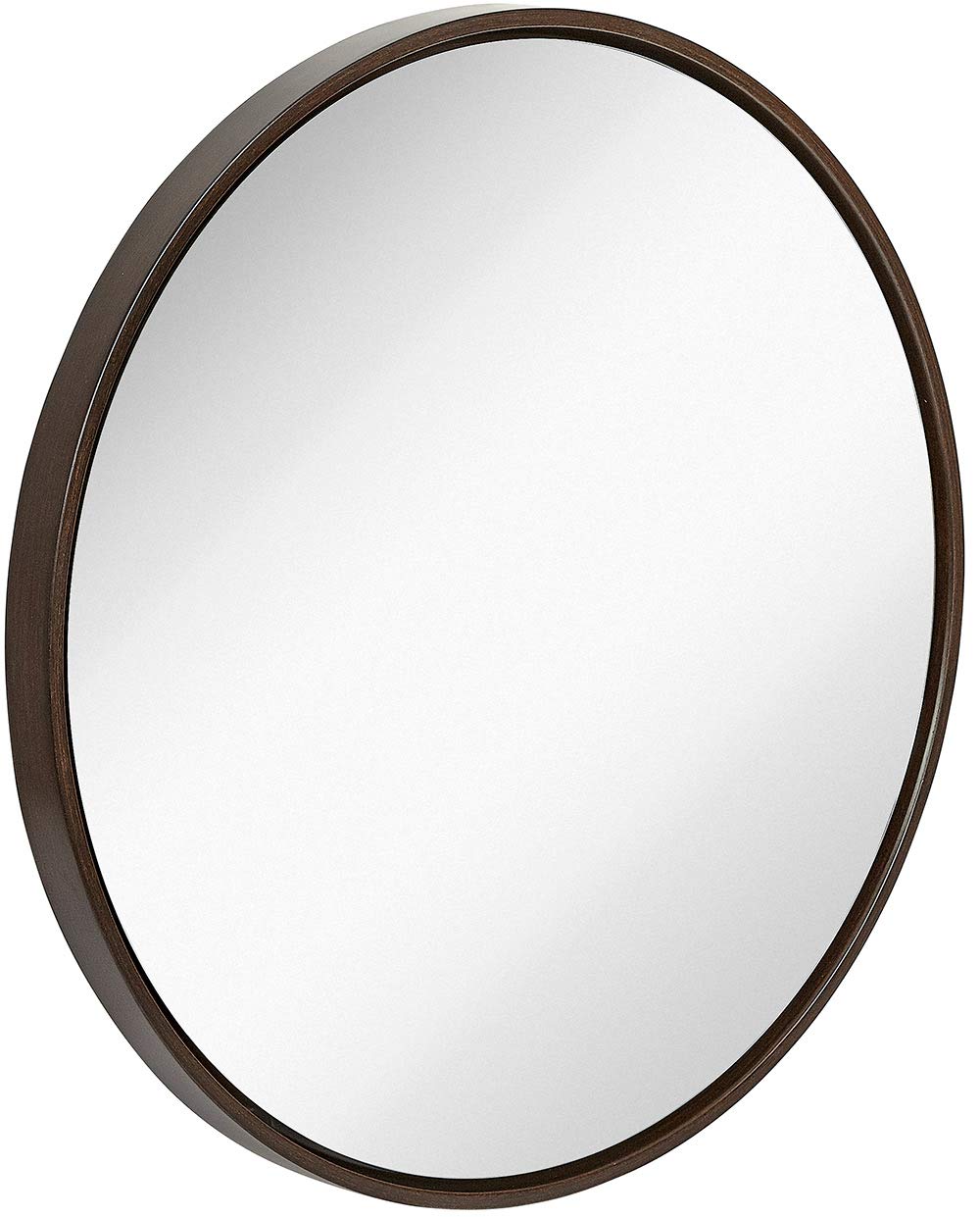 32 inch Circle Wenge Framed Wall Mirror | Large Premium Wooden Mirror