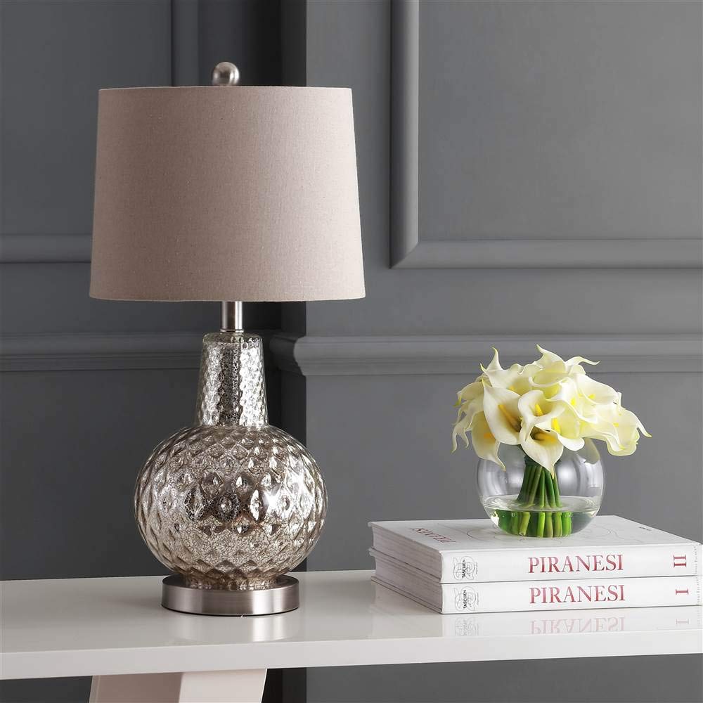 Lighting Collection Atlas Silver/ Ivory Shade 24-inch Bedroom Living Room Home Office