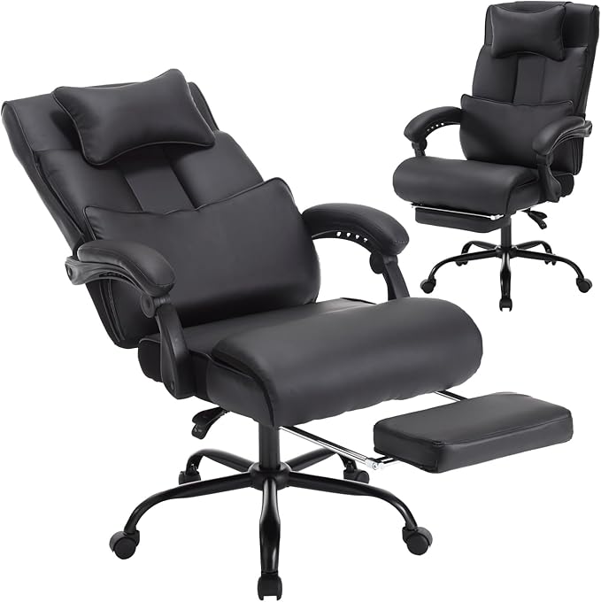Office Chair with Foot Rest, High Back Ergonomic Reclining Executive Office Desk Chair