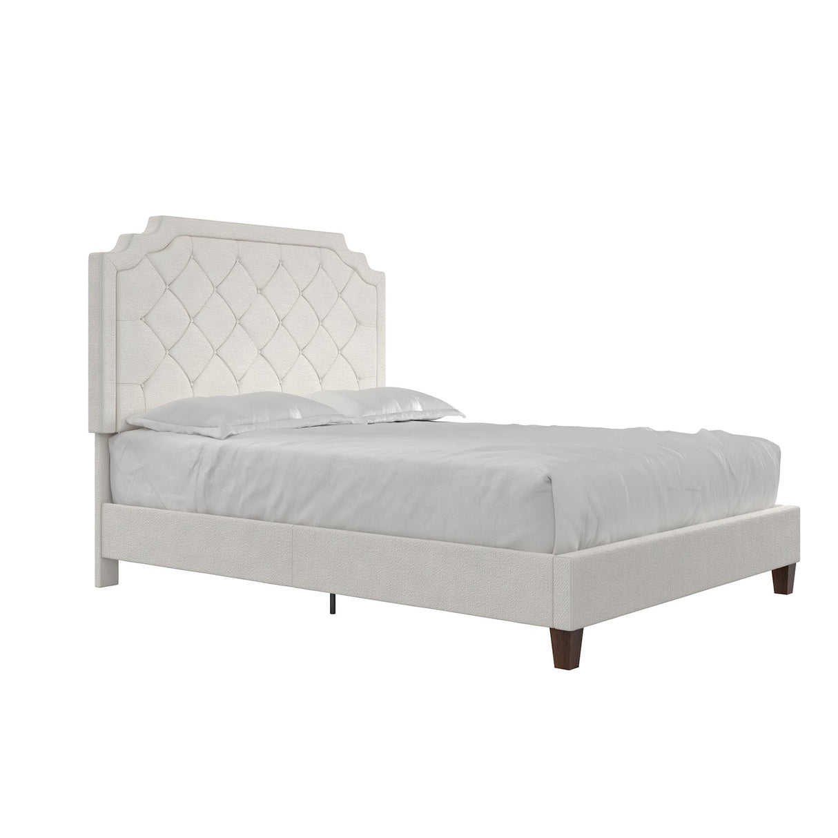 Eloise Upholstered Platform Bed Frame with Tall 56" Button Tufted Headboard
