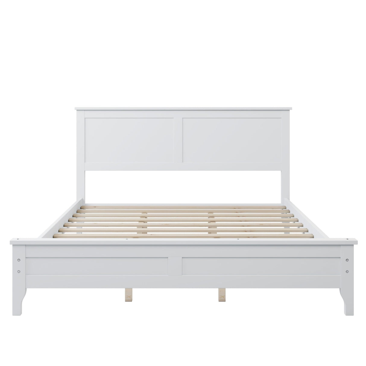 Wood Platform Bed White White Queen