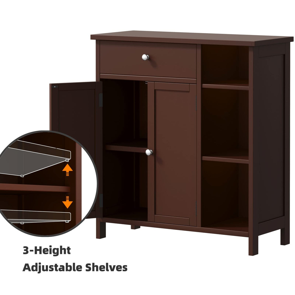 Bathroom Cabinet with Doors, Bathroom Floor Cabinet with Drawer, Adjustable Shelf,