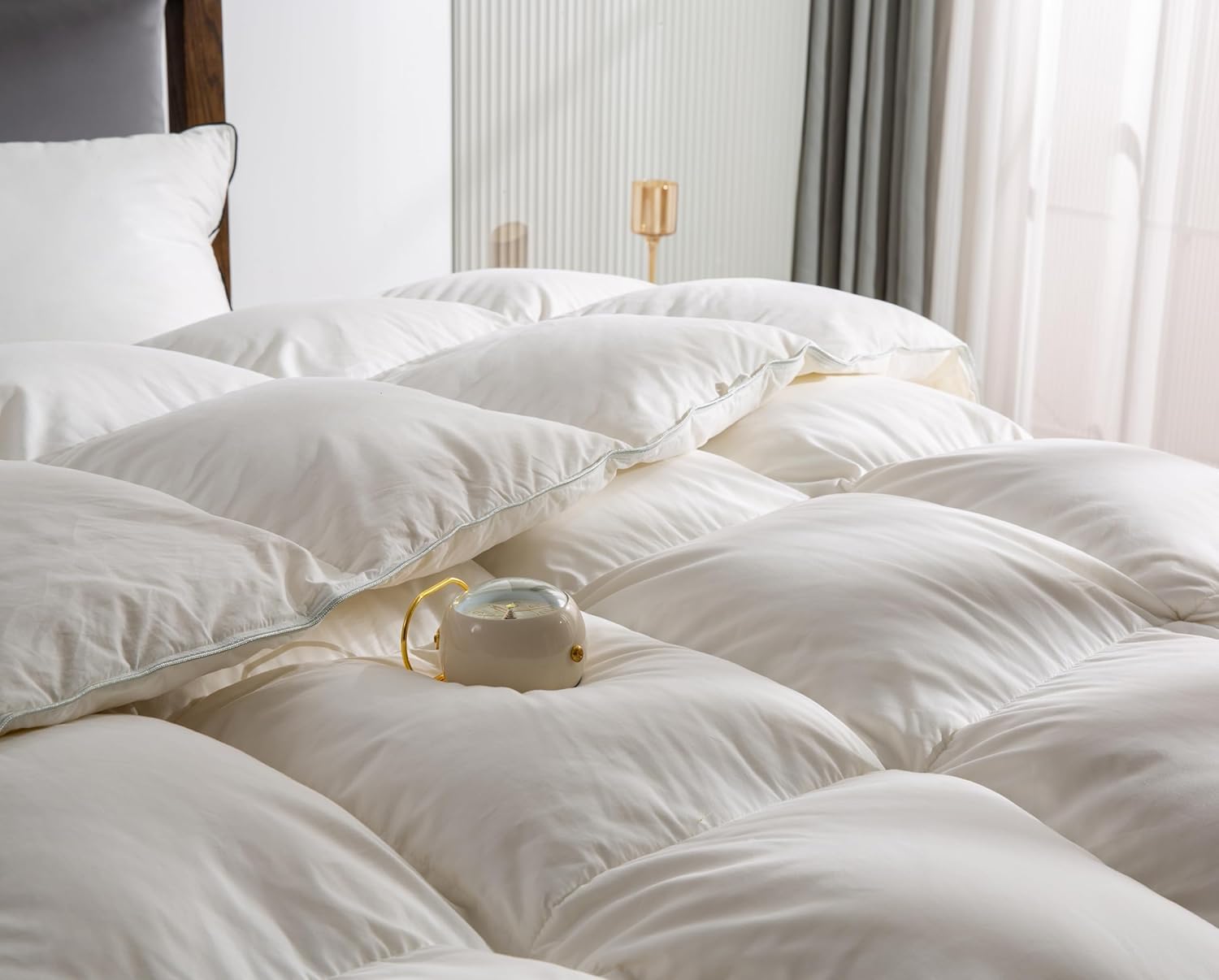 Premium Down Feather Fiber Comforter Queen Size, All Season Duvet Insert with 8 Corner Tabs